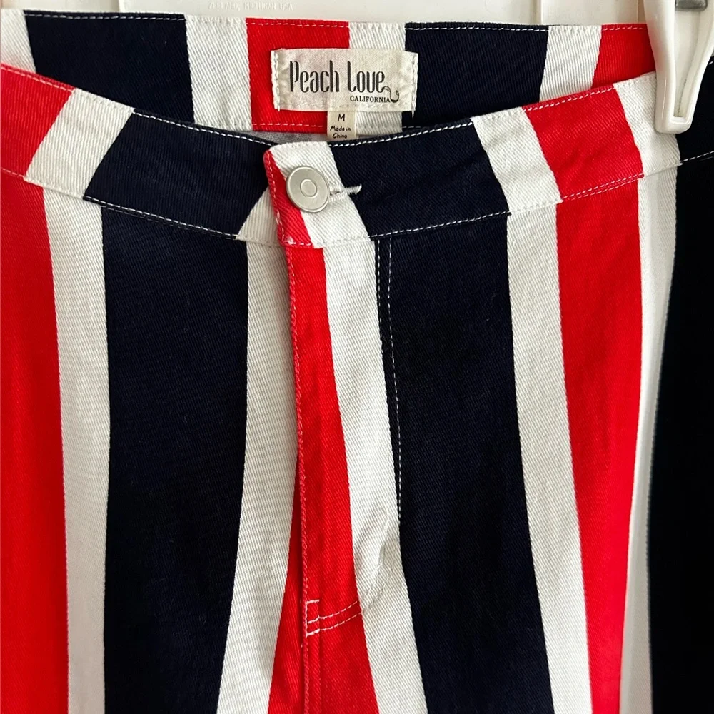 Striped Red, White, and Blue Women’s Bell Bottom jeans - Picture 2 of 6
